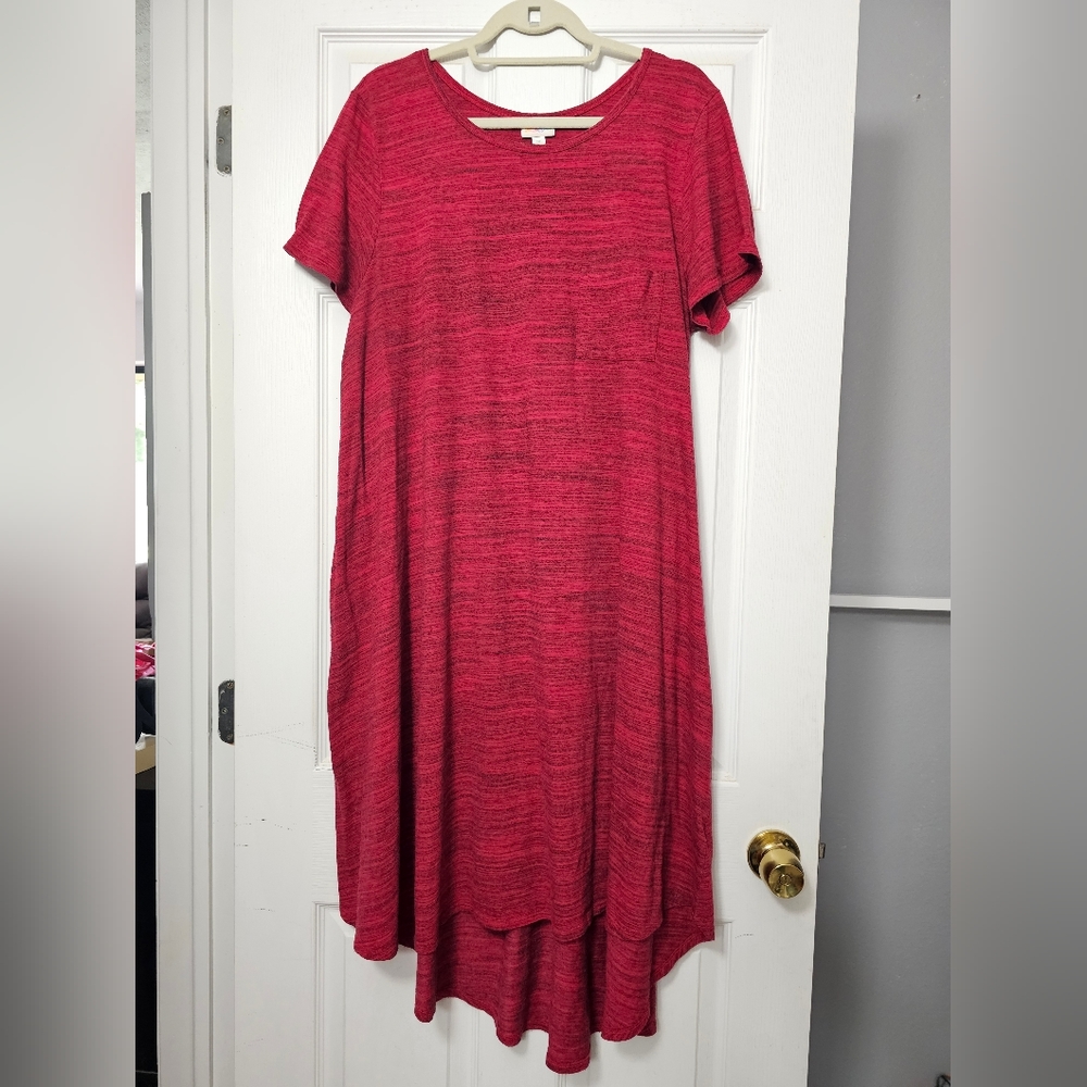 Lularoe Red Heathered Carly Dress